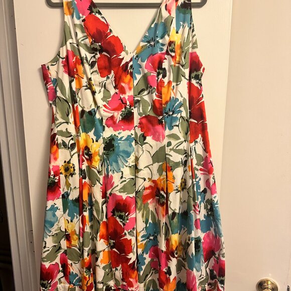 Lauren by Ralph Lauren Sleeveless Fit and Flare Dress colorful floral print 16W - Picture 6 of 6
